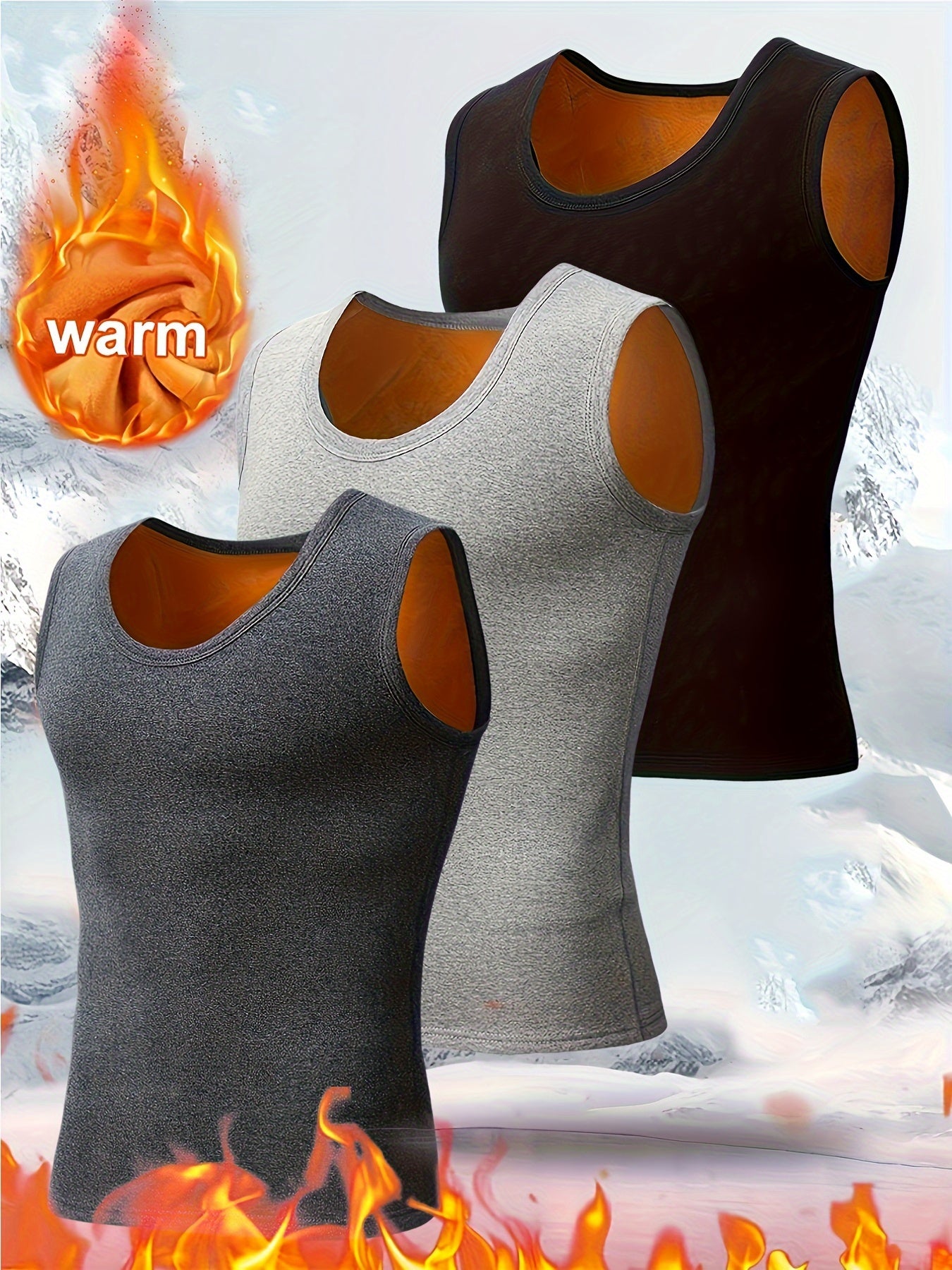 Lot de 3 débardeurs thermiques pour homme – ultra-chauds, coupe-vent et extensibles pour activités de plein air, parfaits pour automne/hiver