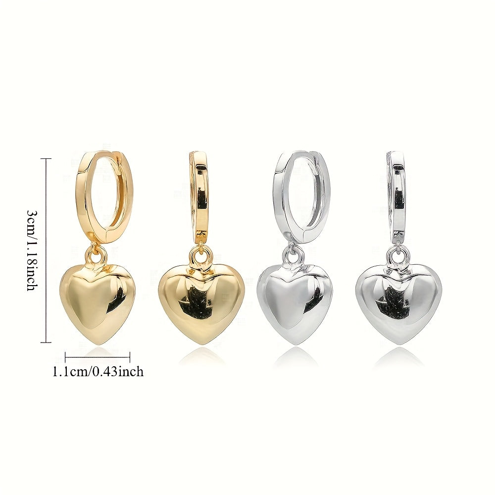 Boucles d’oreilles cœur en acier inoxydable de haute qualité, plaqué or, hypoallergéniques et résistantes à la décoloration, simples et élégantes, parfaites pour usage quotidien ou soirées, cadeau délicat pour femme