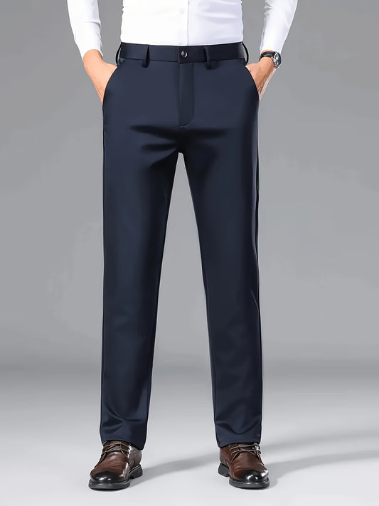 Pantalons habillés infroissables pour homme (3 pièces) – longueur 7/8, haute élasticité, poches, couleur unie, coupe régulière mi-haute, faciles d’entretien, idéals bureau, soirées et usage toute l’année