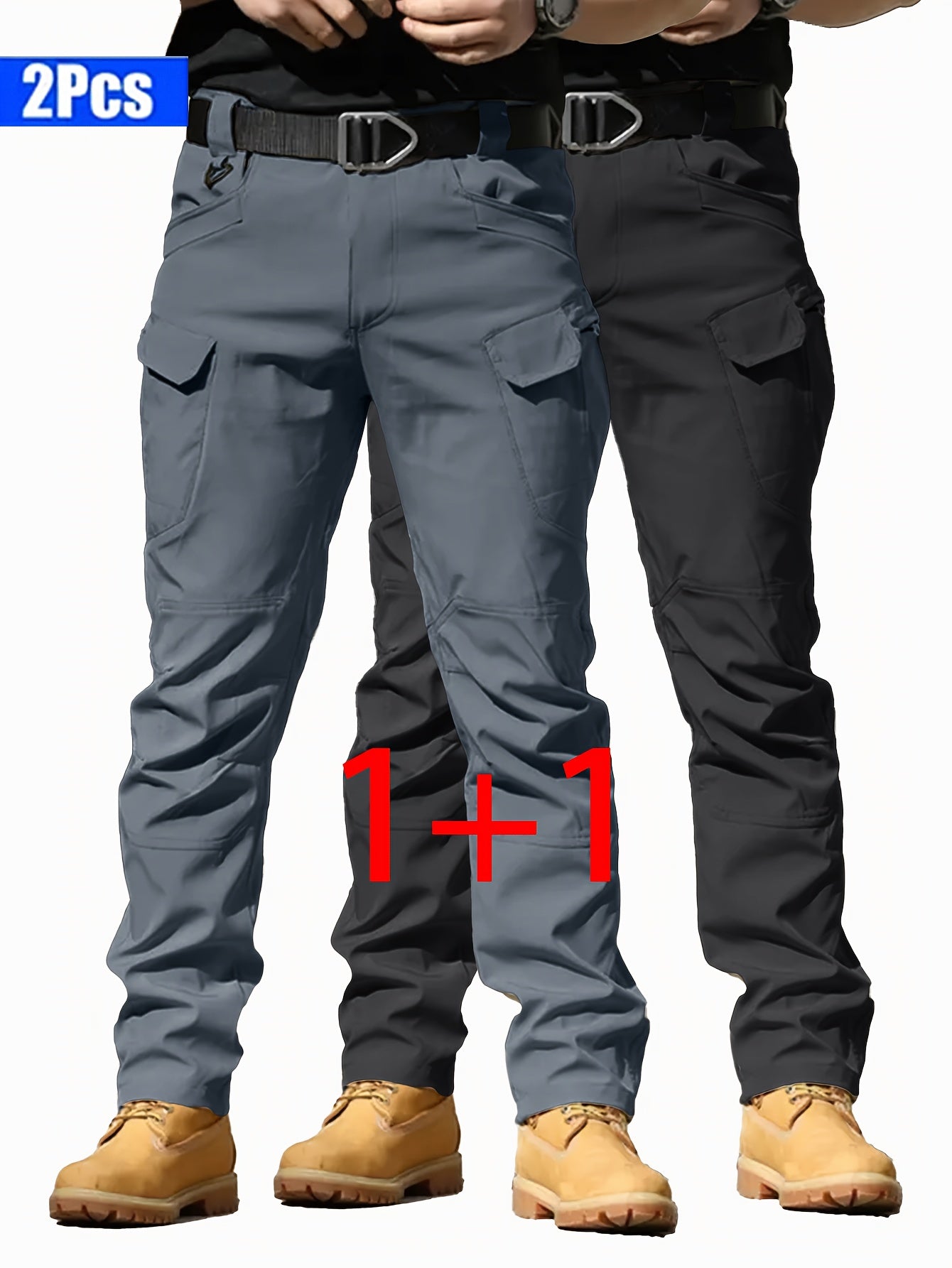 2pcs Pantalons Cargo Homme – Tactiques, Multipoches, Stretch Léger, Casual & Outdoor, Printemps/Automne