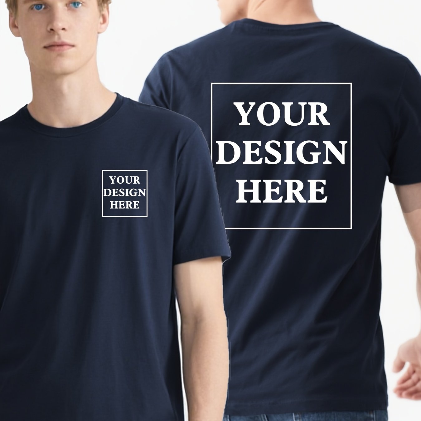Custom Pure T-Shirts with Personalized Printing of Text, Photos, And Logos, DIY Short Sleeves for Summer Wear.