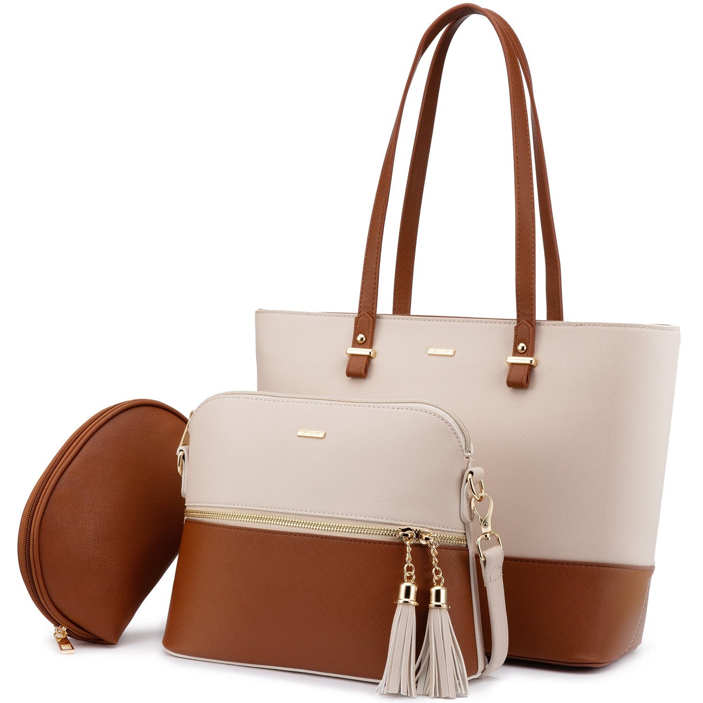 Set de Sacs à Main Femme– Grand Sac à Main Élégant, Sac à Épaule et Shopper, Set de 3 Pièces, Idéal comme Cadeau pour Femme, Bureau, Université ou Voyages