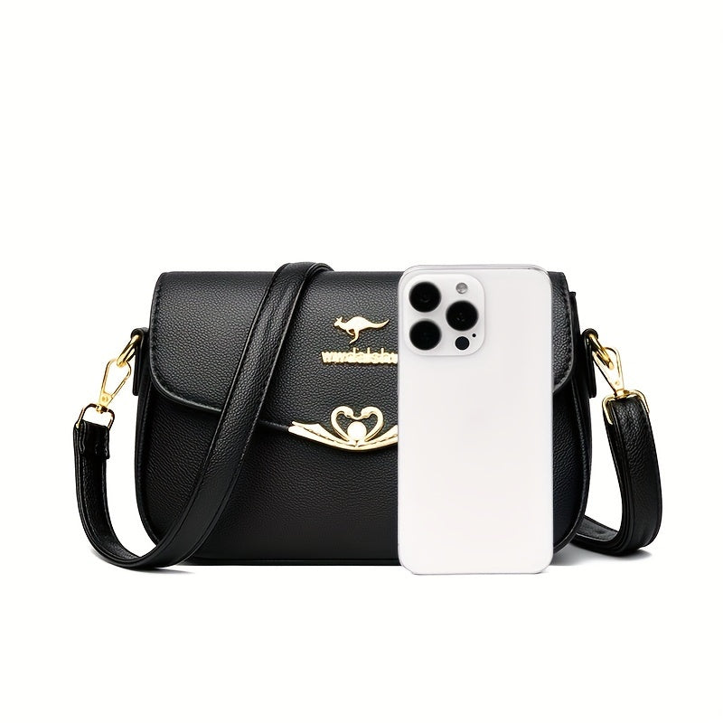 Sac bandoulière femme – noir, grande capacité, hardware doré, bandoulière réglable, polyvalent et élégant