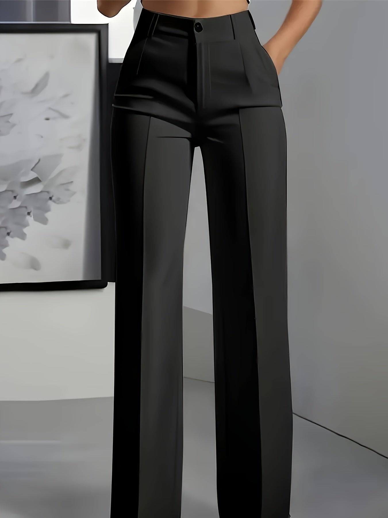 Lot de 2 Pantalons Femme Élégants Droits – Bordeaux et Noir avec Poches