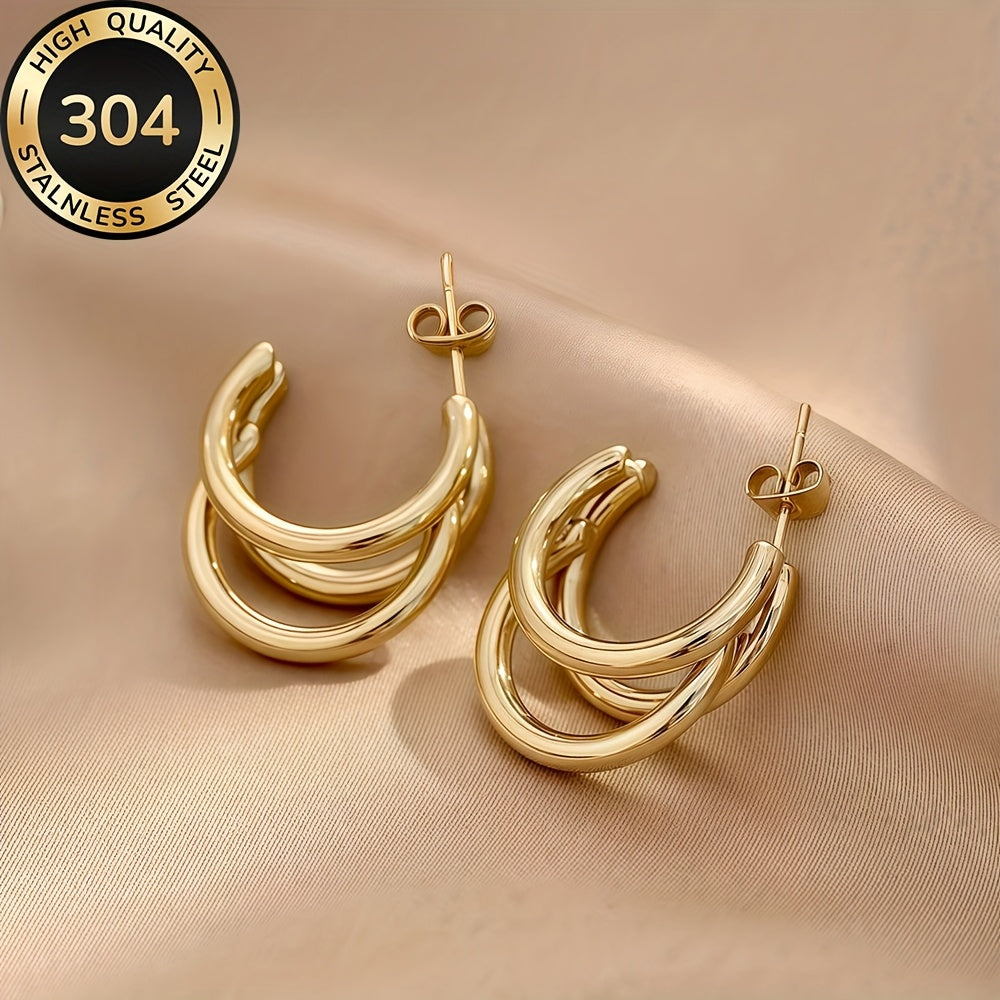 Boucles d’Oreilles Créoles Femme – Acier Inoxydable Hypoallergénique, Plaqué Or 18K, Anti-Décoloration, Confortables et Polyvalentes, Élégantes et Simples, Bijoux de Qualité pour Quotidien ou Soirées