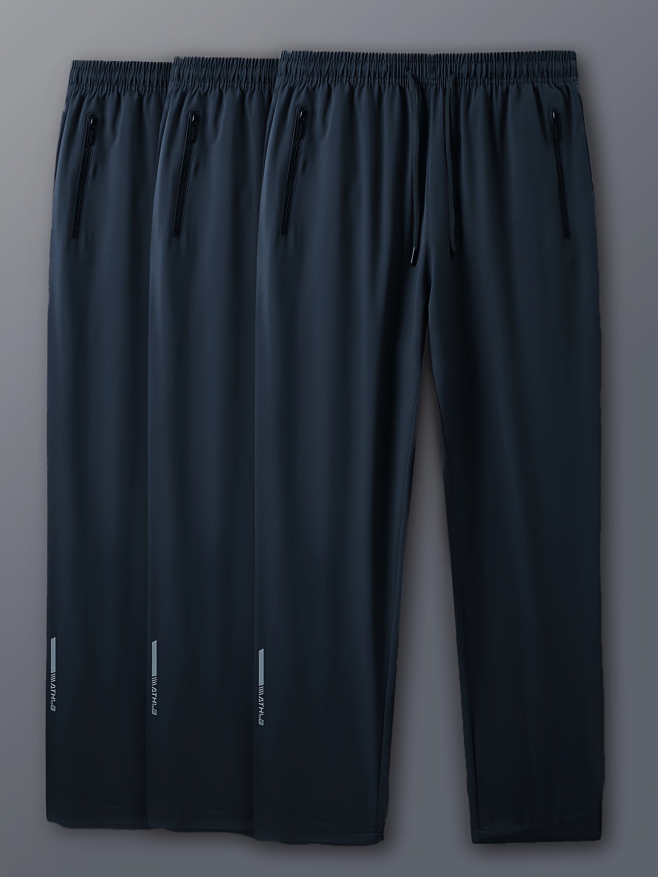 3pcs Joggers Homme – Imprimés, Cordon, Poches Zippées, Polyester, Casual