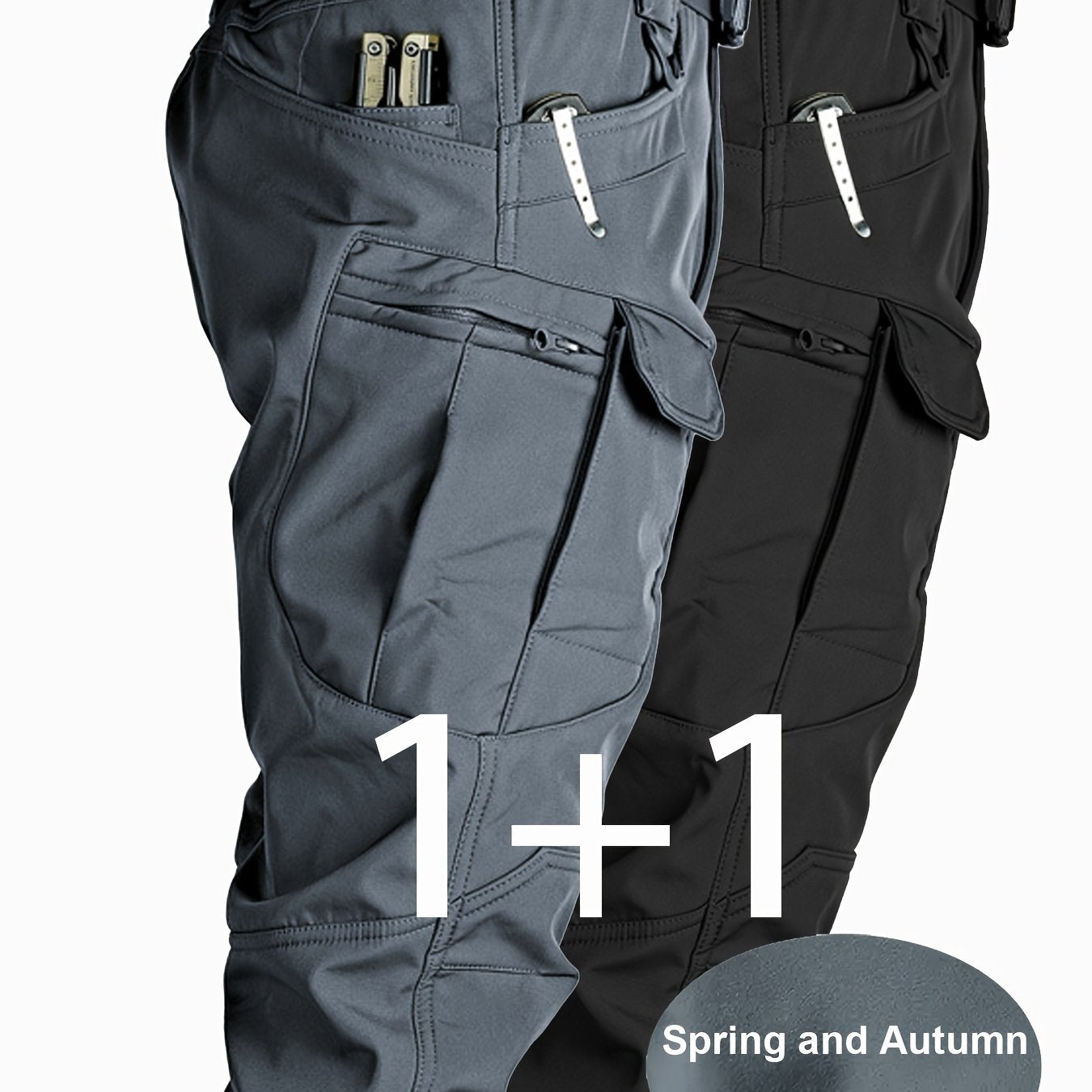 2pcs Pantalons Cargo Homme – Tactiques, Multipoches, Stretch Léger, Casual & Outdoor, Printemps/Automne