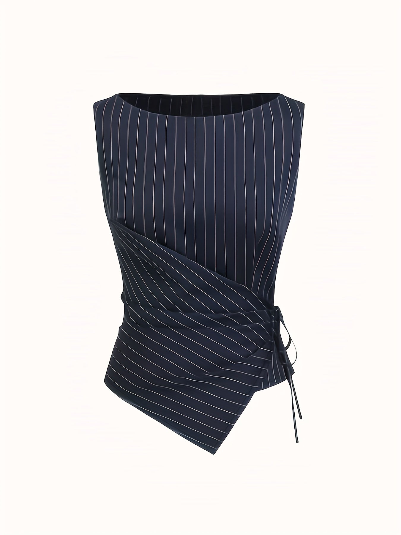 Ensemble deux pièces rayé pour femme, style décontracté chic