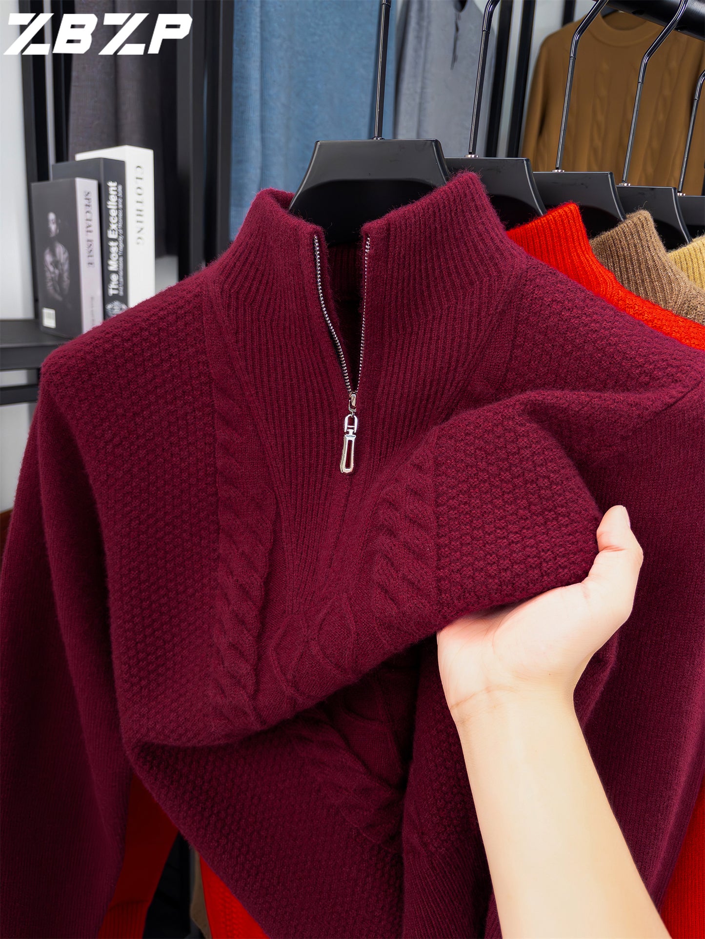 Men'S Thickened Warm Half-Zip Knitted Sweater | Casual Solid Color Stand Collar Sweater for Fall/Winter