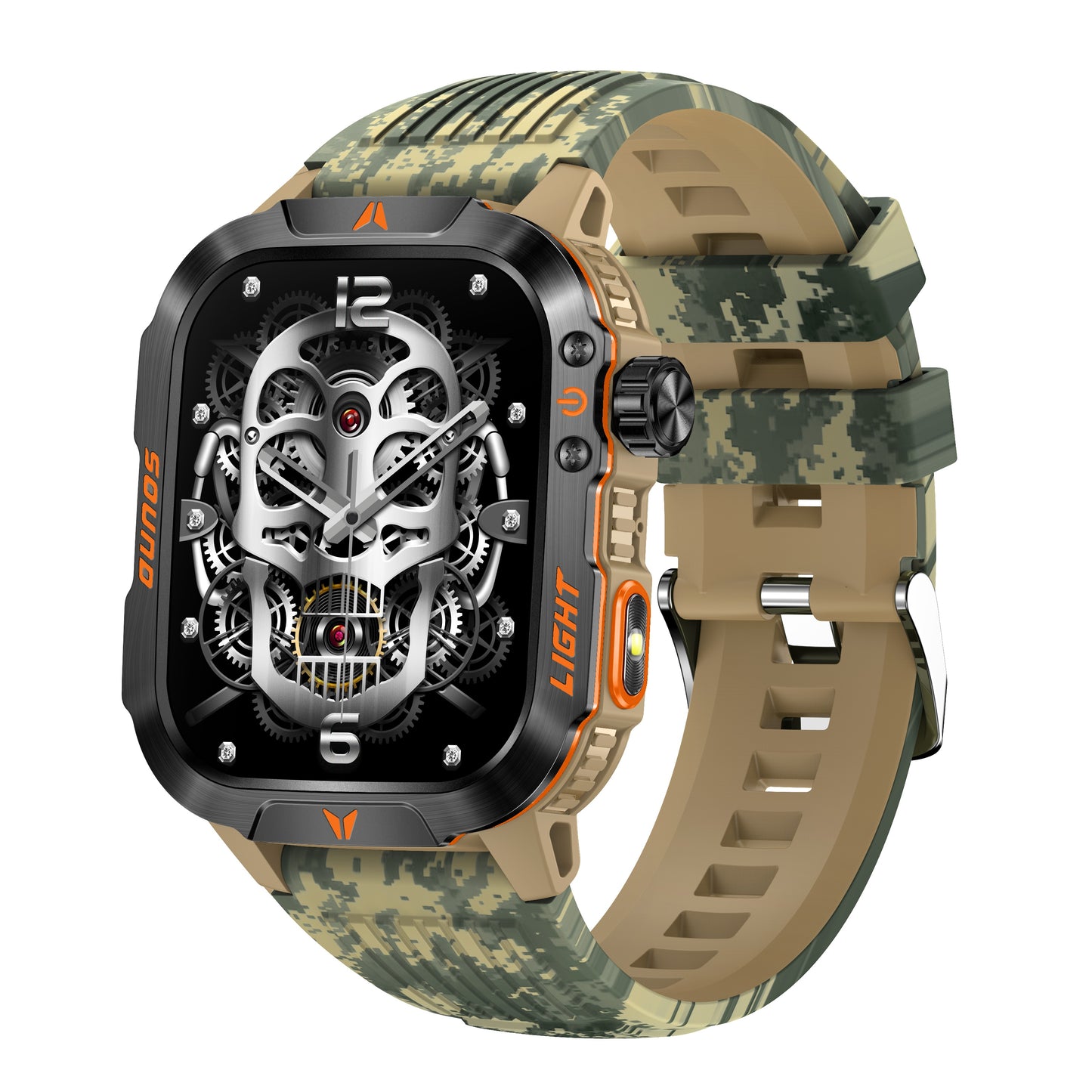 QTLJJBY Men's Smartwatch - 2.02" HD Display, Call & Text Functionality, Camo Design With Altimeter, Barometer, LED Flashlight, Sleep Tracker And 600mAh Battery - Perfect For Fitness & Outdoor Adventures