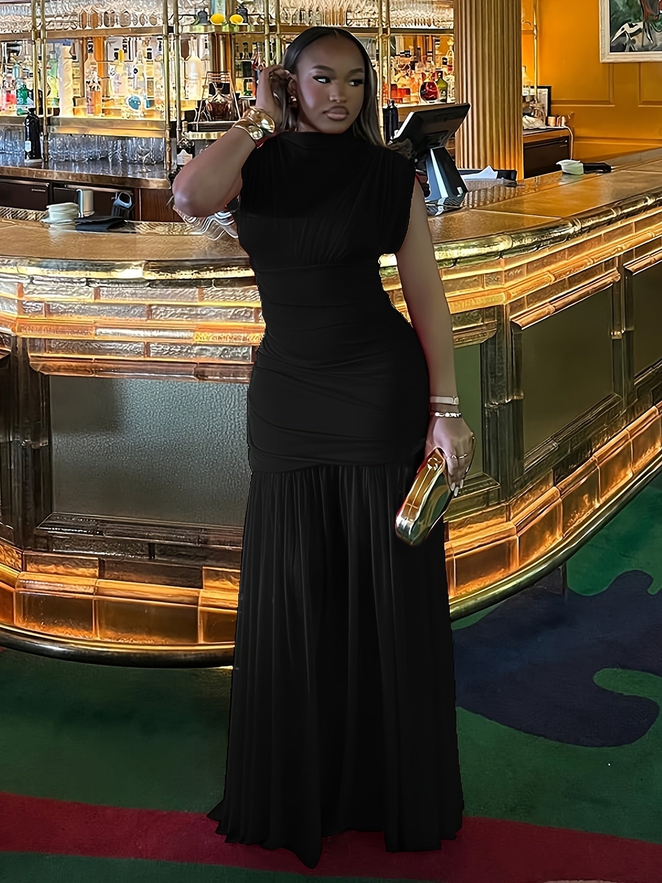 Robe Longue Élégante Femme – Coupe Slim Sans Manches