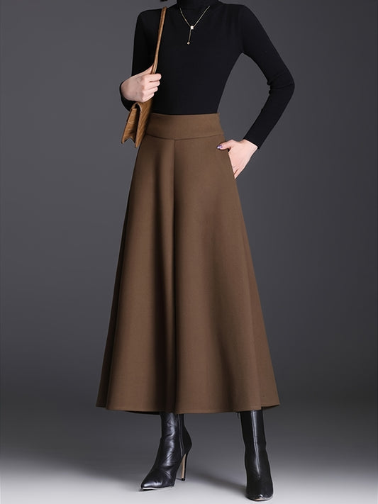 Pantalon Femme Taille Haute – Jambe Large Doublé Polaire, Taille Élastique, Confortable, 7/8, Automne/Hiver