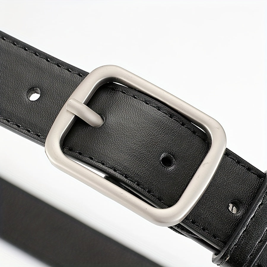 1 ceinture polyvalente pour femmes – Boucle carrée, grande taille, PU, boucle à ardillon réglable, adaptée pour jeans et robes, convient à diverses occasions