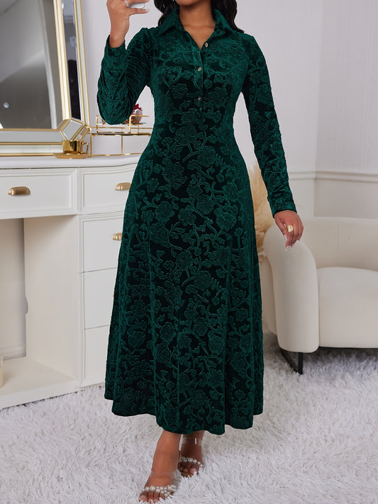 Robe Femme Élégante pour Événements Formels et Fêtes – Robe de Soirée Longue, Coupe Flatteuse, Fermeture Bouton à l’Avant