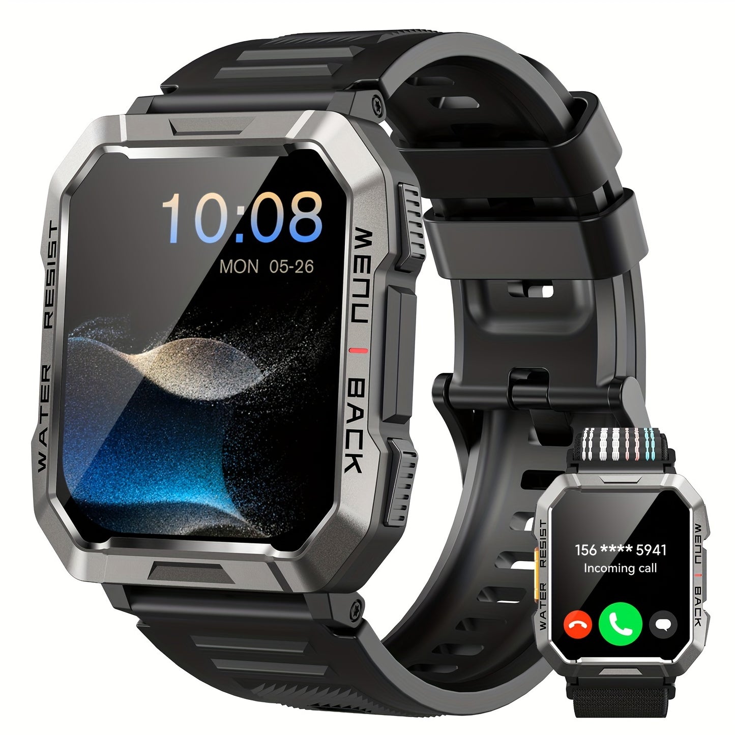 Montre Connectée Homme 900 mAh – Écran HD 2,01", Lampe Torche LED, Podomètre, Calories, Suivi Sport & Distance, Boussole, Recherche de Téléphone – Smartwatch Outdoor Idéale pour Sport & Aventure, Cadeau Anniversaire/Noël