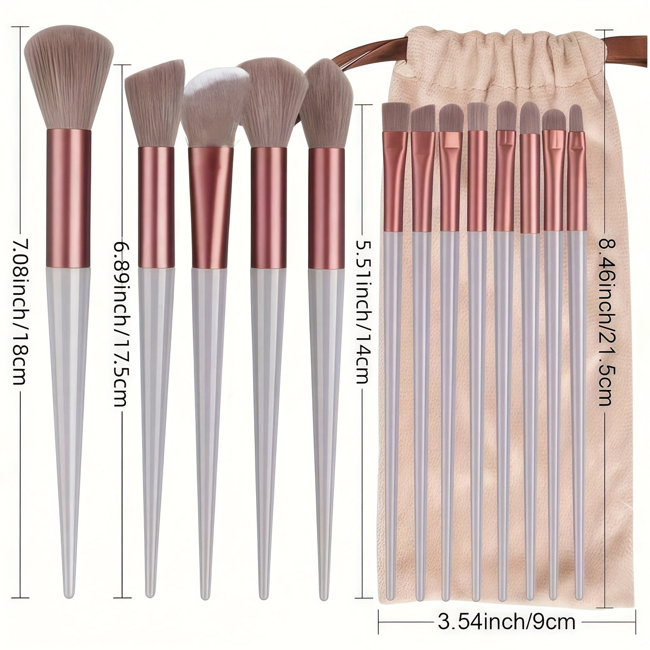 Ensemble de 13 pinceaux de maquillage professionnels en fourrure douce pour fard à paupières, fond de teint et blush