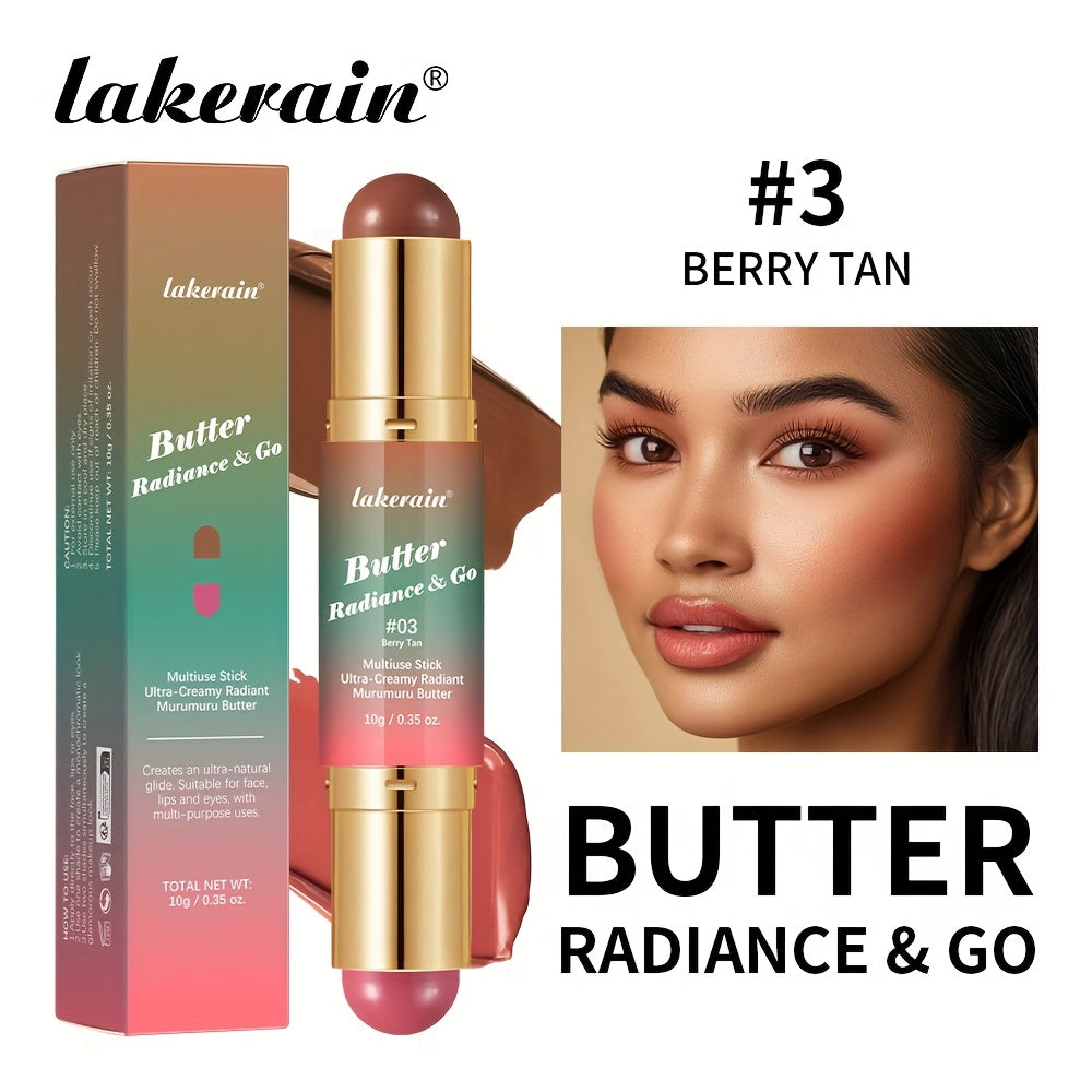 Butter Radiance & Go, Multiuse Stick, Double-ended Blush & Contour, Ultra-Creamy Radiant Finish Formula with Butter, Hydrating Texture, Multi-Use Contour Stick, Multi-purpose Makeup Stick - Blush, Contour, Lipstick, Eyeshadow