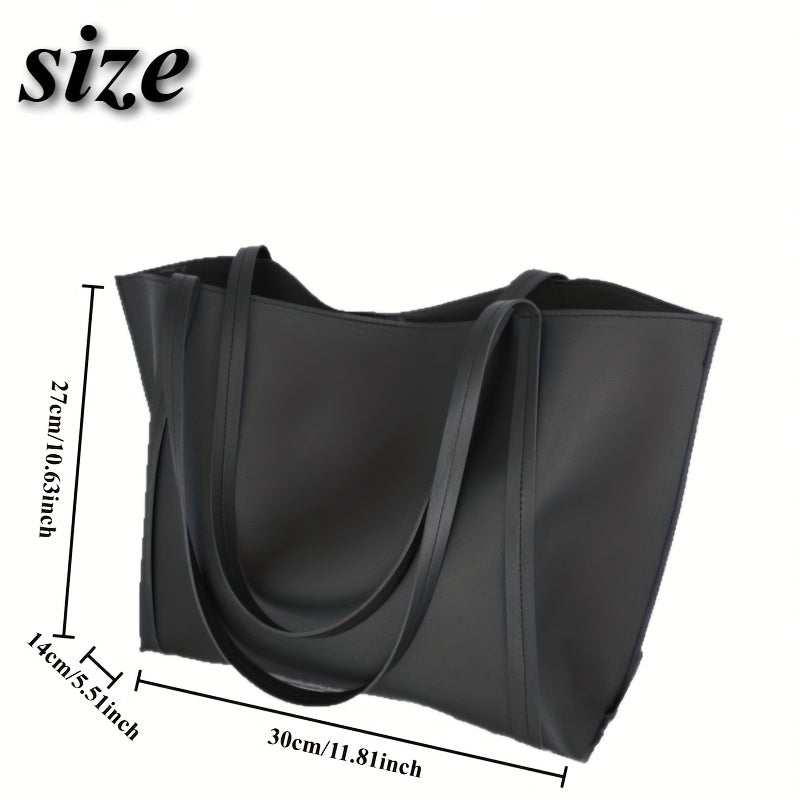 Sac Femme Grande Capacité – Léger, Noir Élégant en Cuir Synthétique, Fermeture À Pression, Spacieux pour Travail, Voyage et Sorties, Idéal Cadeau