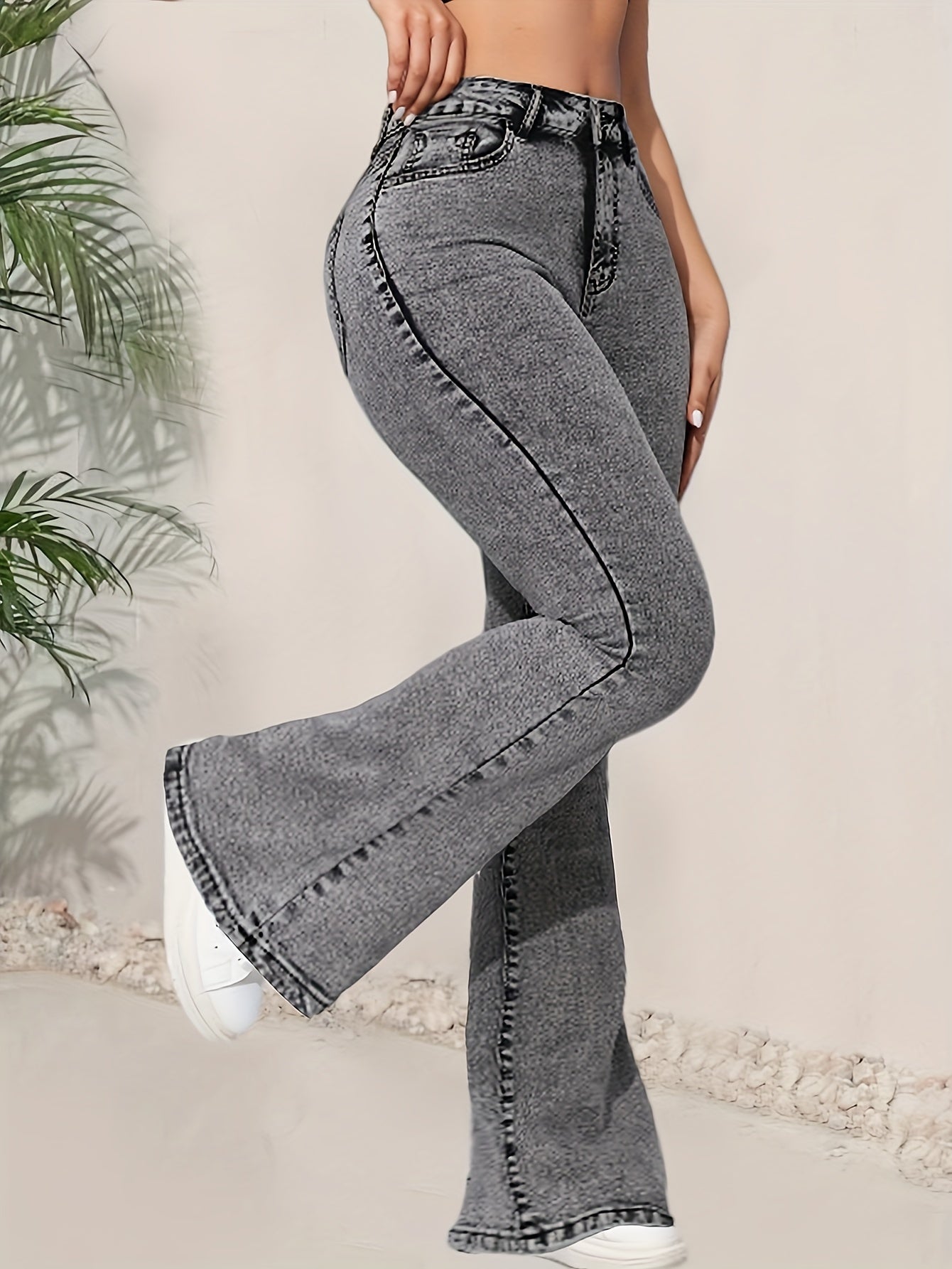 Jeans Femme Taille Haute Évasé Extensible Non Transparent Bell-Bottom Toute Saison Décontracté et Formel Polyvalent Denim Tendances
