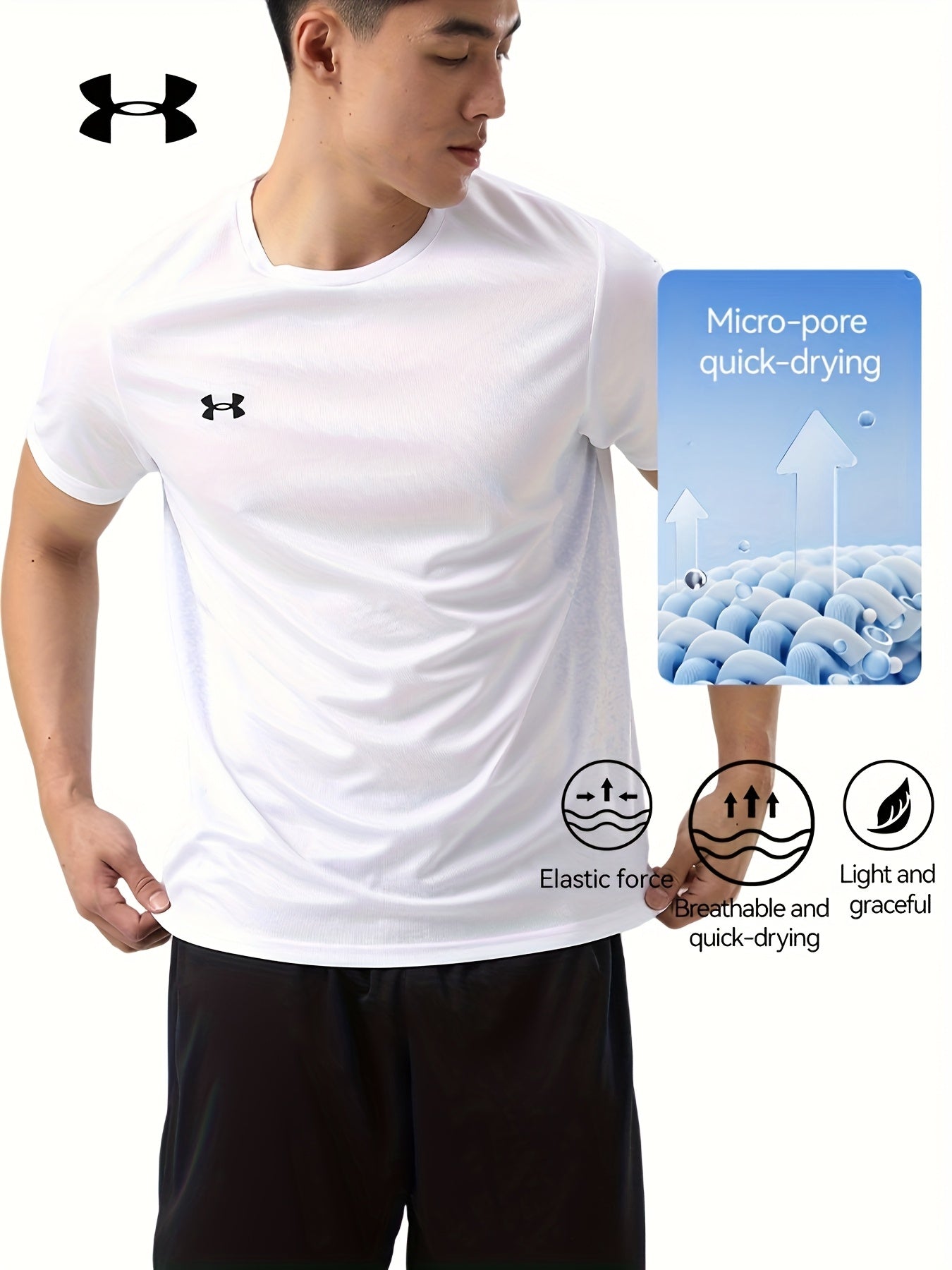 UNDER ARMOUR Men'S Quick-Dry Athletic T-Shirt - Breathable Moisture-Wicking Short Sleeve Tee with Contrast Color Block Design, Durable & Fade-Resistant for Gym, Beach, Casual Wear - Summer Essential for Men & Teens, Gym Appar