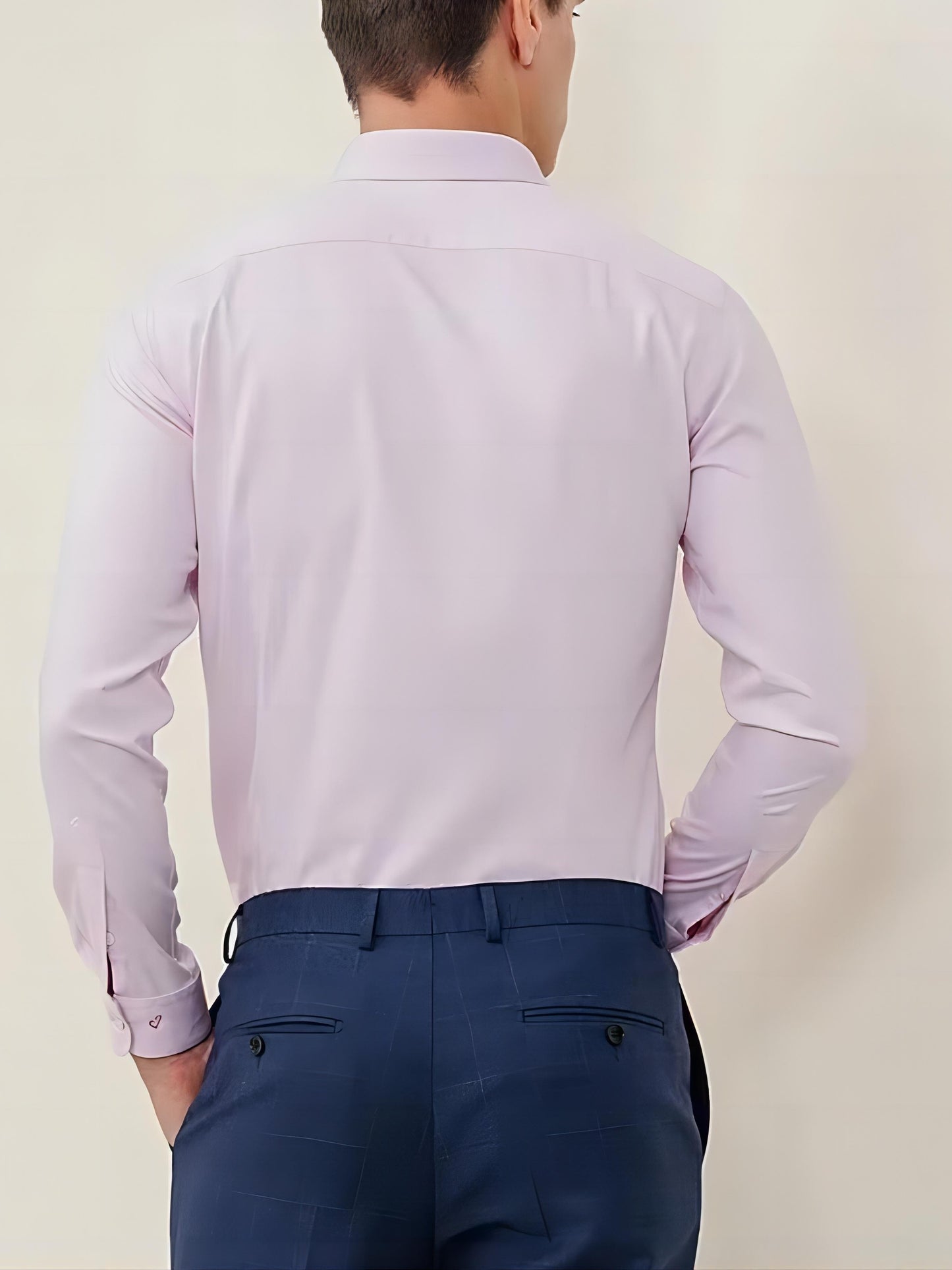 Spring and Autumn Long-Sleeve Shirt for Men, Stylish Business Casual Wrinkle-Resistant Dress Shirt with Diamond Buttons, Regular Fit Solid Color