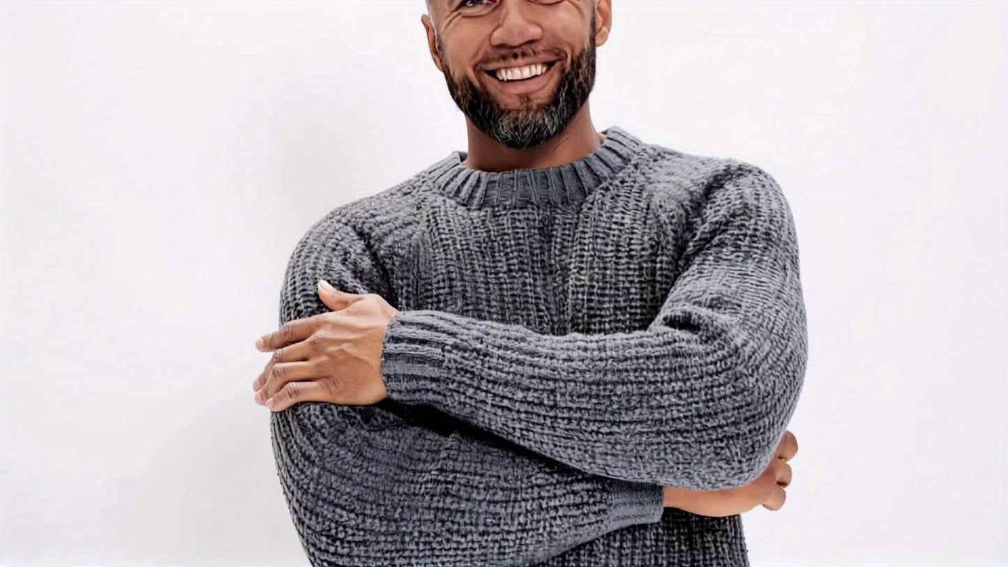 Men'S Premium Knit Sweater - Warm, Non-Pilling, Crew Neck, Regular Fit for Fall/Winter - Ideal for Casual Wear