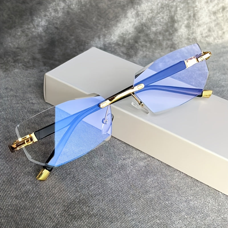 1pc Blue Clear Lens Frameless Glasses for Women & Men - Reduce Eye Fatigue & Glare from Computer, TV, Phone & Gaming, Decorative Glasses, Y2K, Cheapes, Stylish Eyewear, Y2K Design, Suitable for Gaming Rooms And Offices. Eyegl