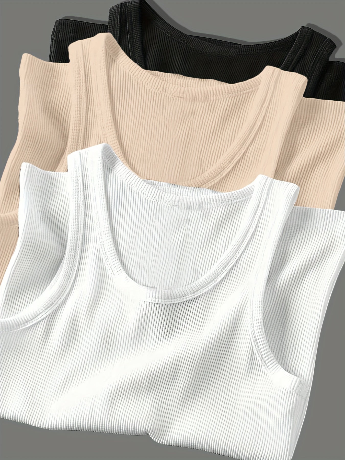 Lot de 3 Débardeurs Homme – Couleur Unie Côtelée