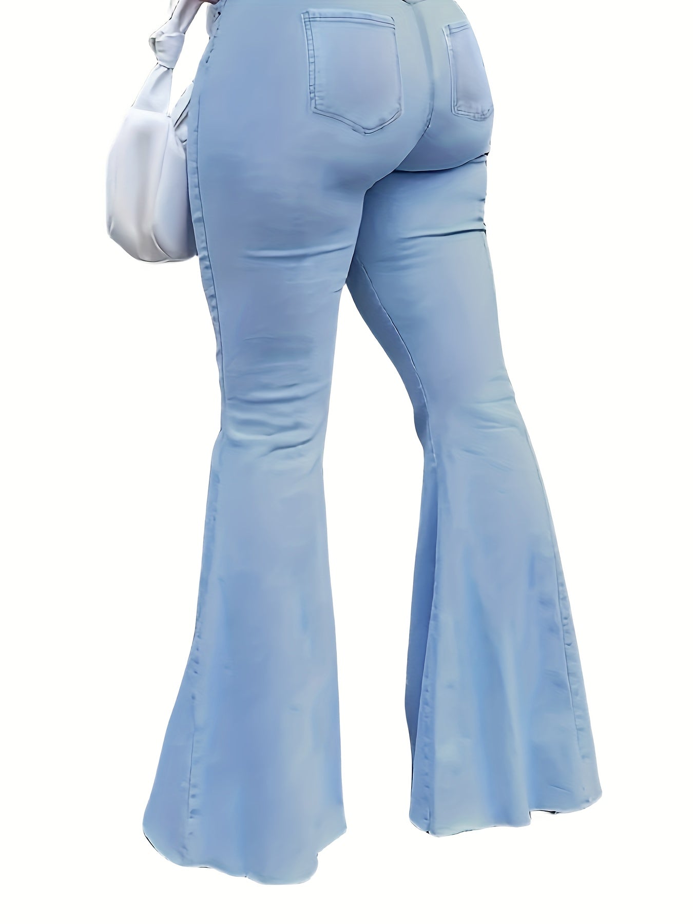 Jeans Femme Taille Haute Bleu Uni Style Street Extensible Confortable Décontracté Toute Saison Lavable