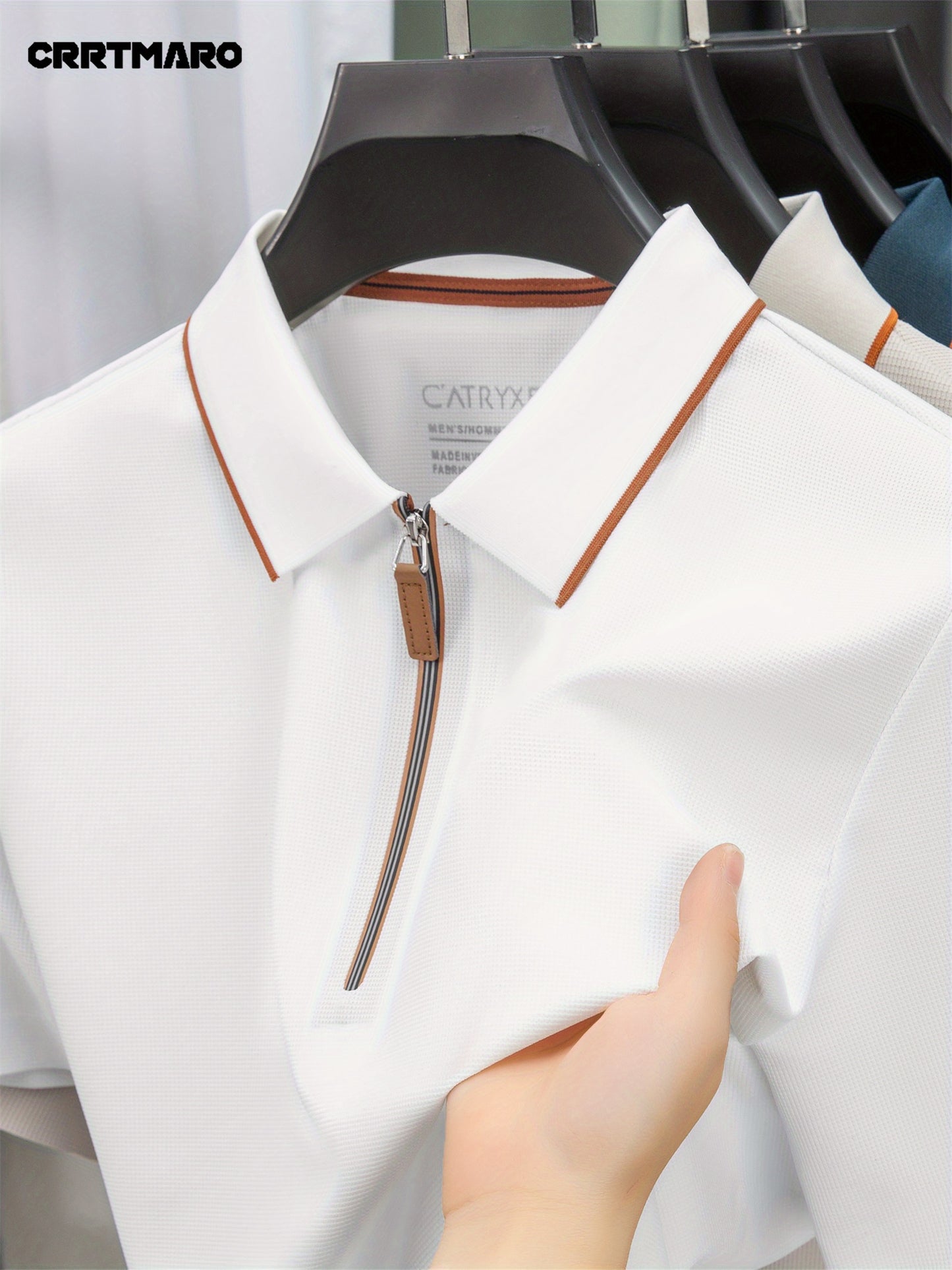 Men'S Casual Polo Shirt | Summer New Half-Zip Lapel Collar Short Sleeve T-Shirt, Slight Stretch Fabric, Solid Color