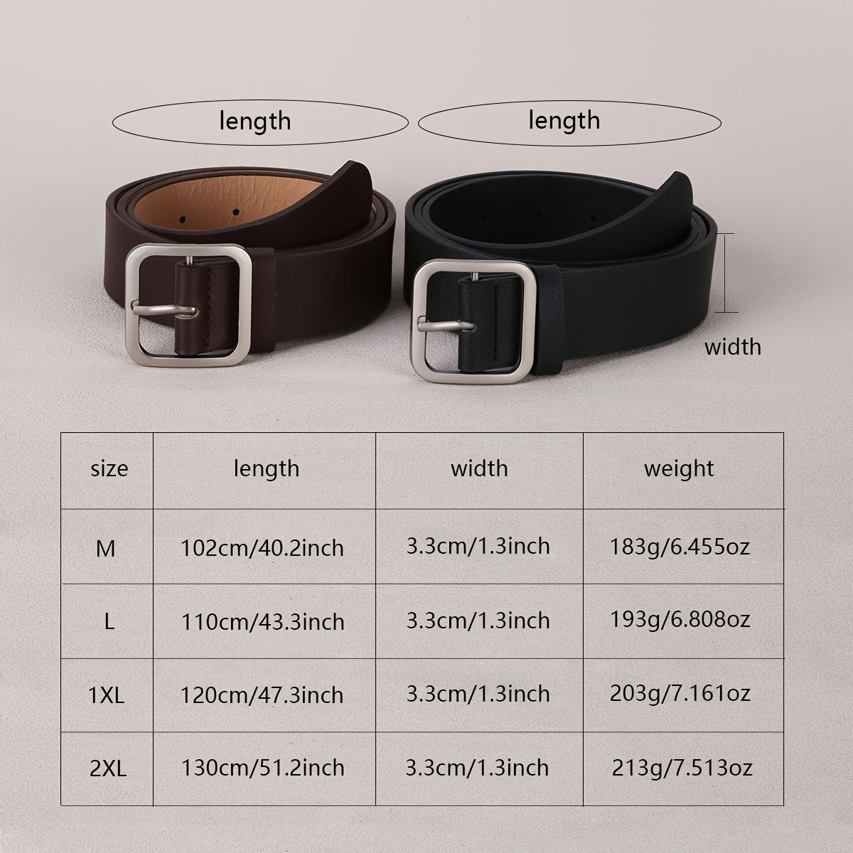 Lot de 2 ceintures pour femmes – Simples et polyvalentes, PU, boucle à ardillon, ceintures décontractées grande taille style INS pour pantalons