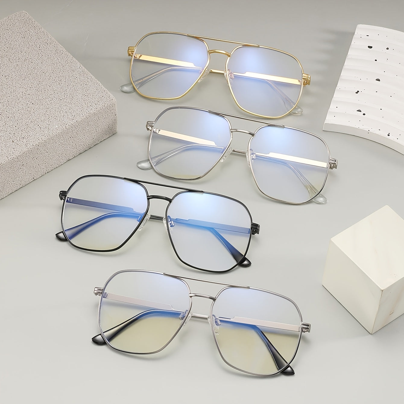 Computer Glasses for Men and Women, Unisex Design, Metal Frame Computer Glasses, Large-sized Glasses