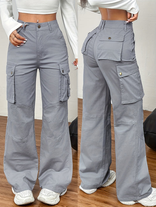 Jeans Cargo Femme Vintage Y2K – Taille Haute, Jambe Large avec Poches Multiples