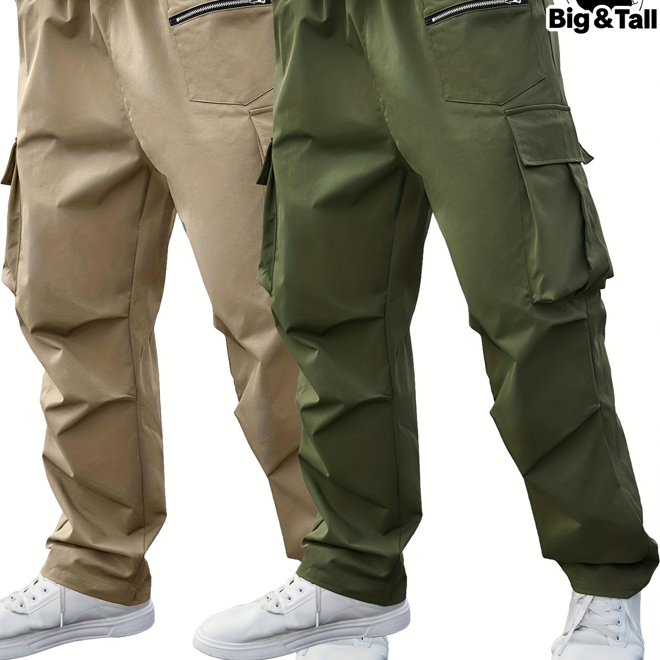 Ensemble 2 pantalons cargo grande taille pour homme – robustes, multi-poches utilitaires, tissu non extensible, idéals construction, randonnée et usage quotidien, toutes saisons, entretien facile
