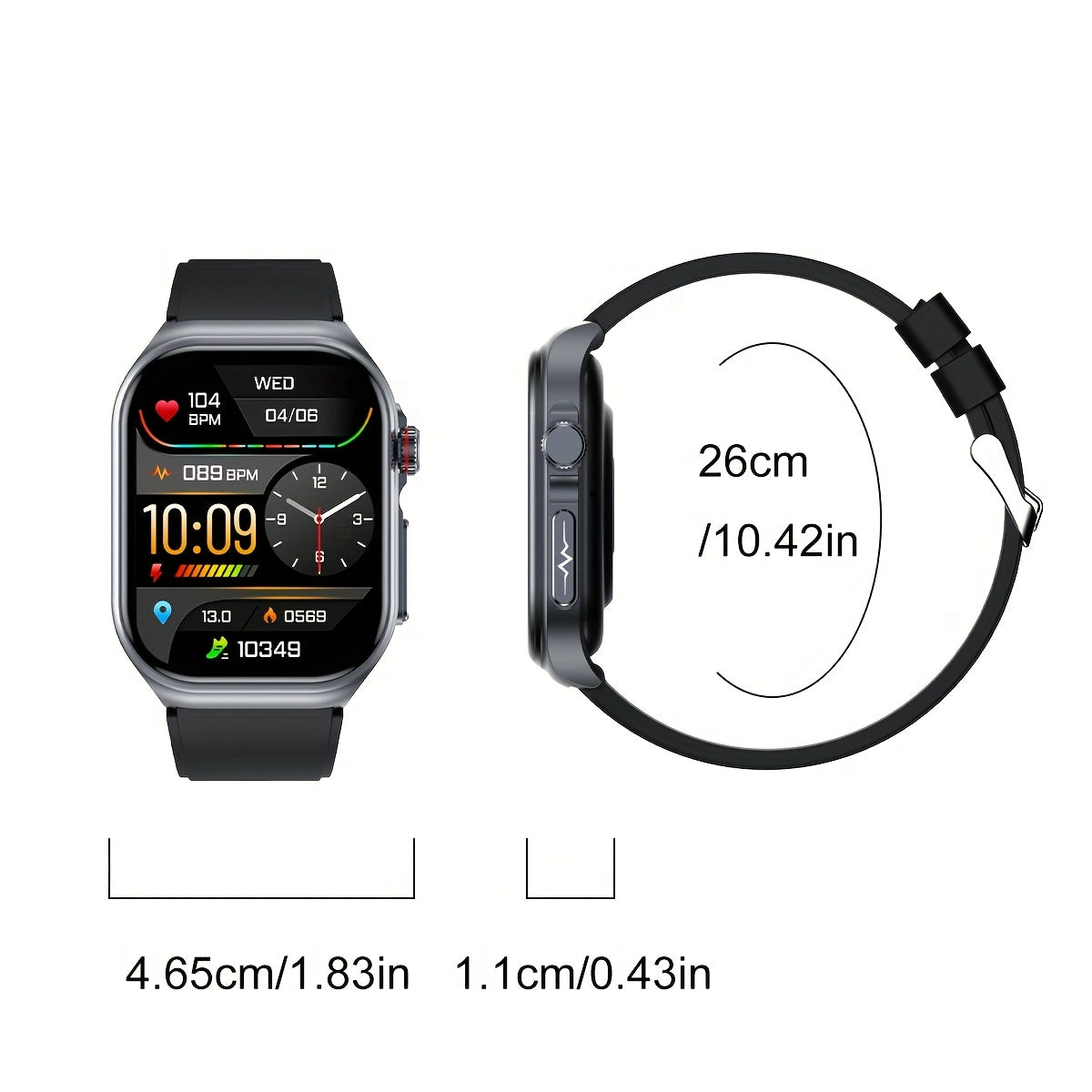 Nouvelle montre connectée 2025 : grand écran AMOLED de 5,18 cm, batterie longue durée 530 mAh, appels Bluetooth 5.3, modes multisports, assistant vocal, SOS, suivi menstruel, prévisions météo, montre de suivi fitness compatible Android et iOS