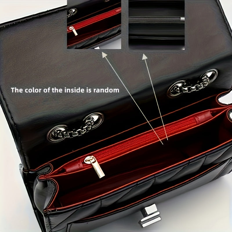 Sac bandoulière mini noir élégant à motif tartan pour femmes – bandoulière réglable, fermeture tourniquet, simili cuir doublé PVC, style urbain, non lavable