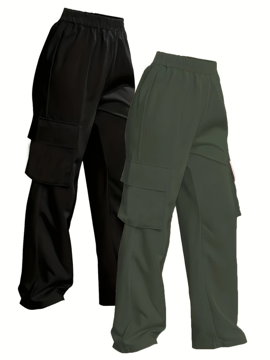 Ensemble deux pièces : salopette noire et vert militaire tendance et polyvalente avec grandes poches