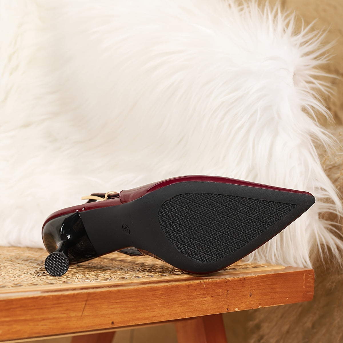 Escarpins Femme à Talons Chaton Ultra-Hauts – Couleur Unie, Bout Carré, Bride Cheville, Chaussures de Soirée Polyvalentes Toutes Saisons, Semelle TPU