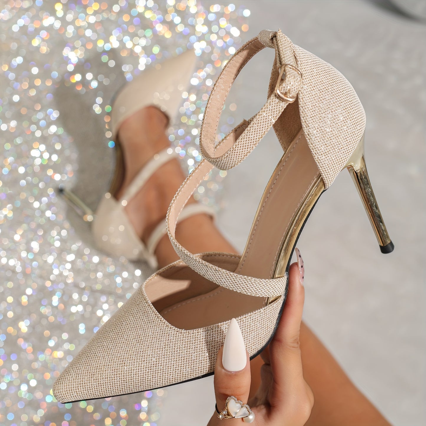 Escarpins à Talons Aiguilles Ultra-Hauts – Bout Pointu, Semelle et Semelle Intérieure Antidérapantes, Élégants pour Mariages et Soirées, Adaptés Toute l’Année (Compatible avec Robes, Jupes, Blouses)