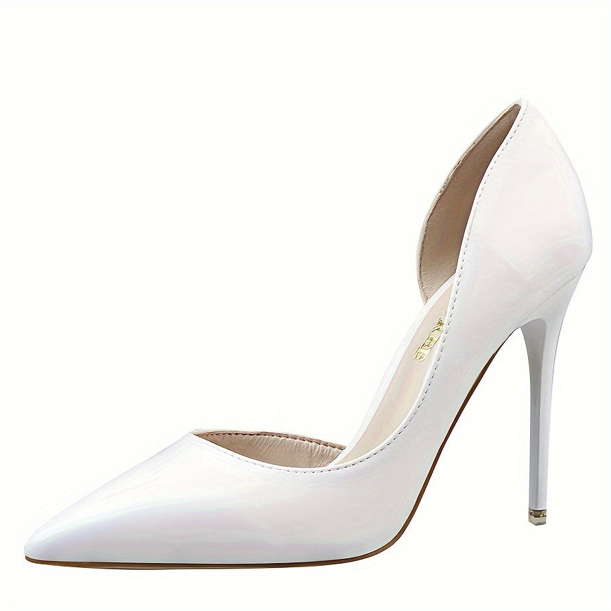 Escarpins Élégants Femme à Talons Aiguilles – Bout Pointu, Cuir PU Verni, Design Sexy à Découpes Latérales, Chaussures Habillées Tendance
