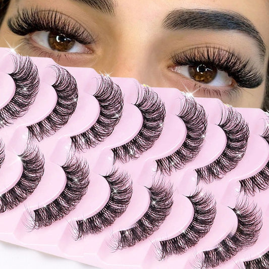 10 Paires de Cils Faux Mink 6D – Super Fluffy et Wispy, Effet Cat Eye, D Curl, 10-12 mm, Extensions de Cils Dramatiques pour Maquillage Audacieux, Accessoires Cils