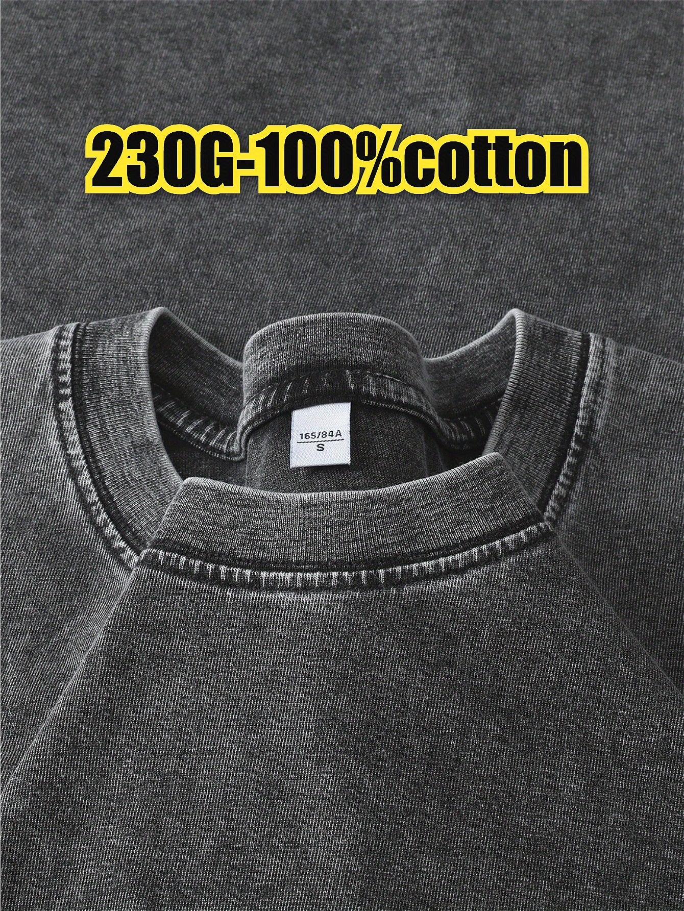 Men'S Vintage Distressed Heavyweight 220gsm T-Shirt - Relaxed Fit Short Sleeve Round Neck Casual Tee with Letter Print, Soft Washed Texture & Raglan Sleeves for Casual Attire, Vintage T Shirts, Leisure Clothing, Retro Style S