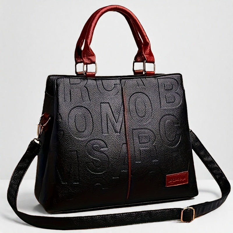 Sac à main de luxe grande capacité pour femmes – tote et bandoulière marron élégant, accessoires dorés, fermeture zippée, parfait pour travail et voyage