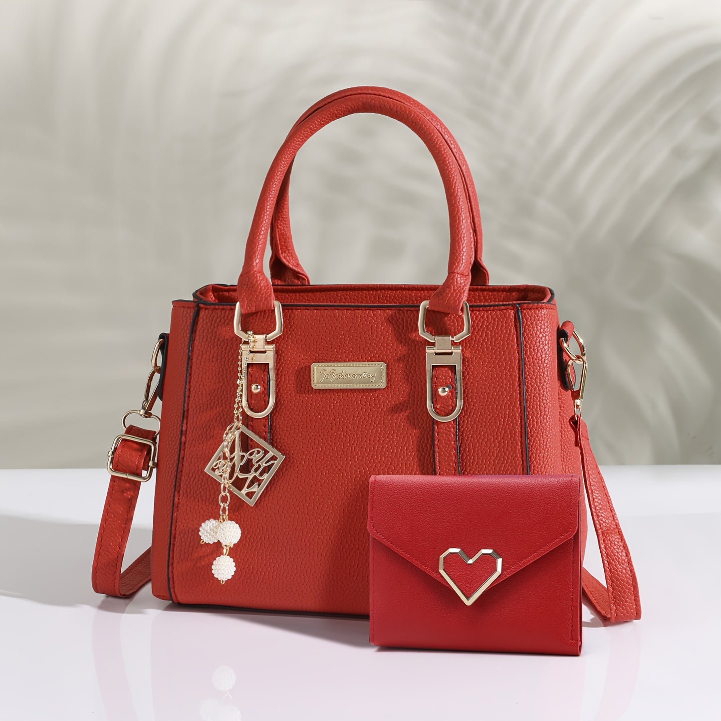 Ensemble 2 pièces sac à main et portefeuille femme, multi-poches, bandoulière, pendentif, polyvalent pour travail et voyage, cadeau parfait