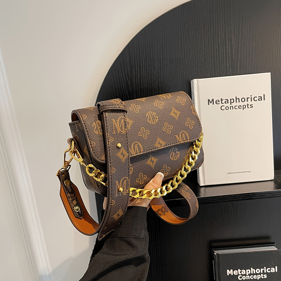 Sac convertible marron café pour femmes – Bandoulière chaîne dorée, fermeture magnétique