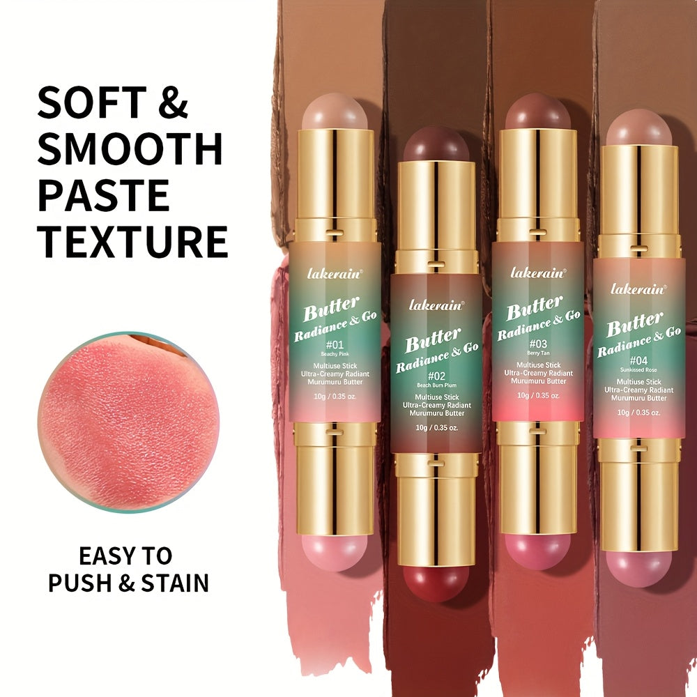 Butter Radiance & Go, Multiuse Stick, Double-ended Blush & Contour, Ultra-Creamy Radiant Finish Formula with Butter, Hydrating Texture, Multi-Use Contour Stick, Multi-purpose Makeup Stick - Blush, Contour, Lipstick, Eyeshadow