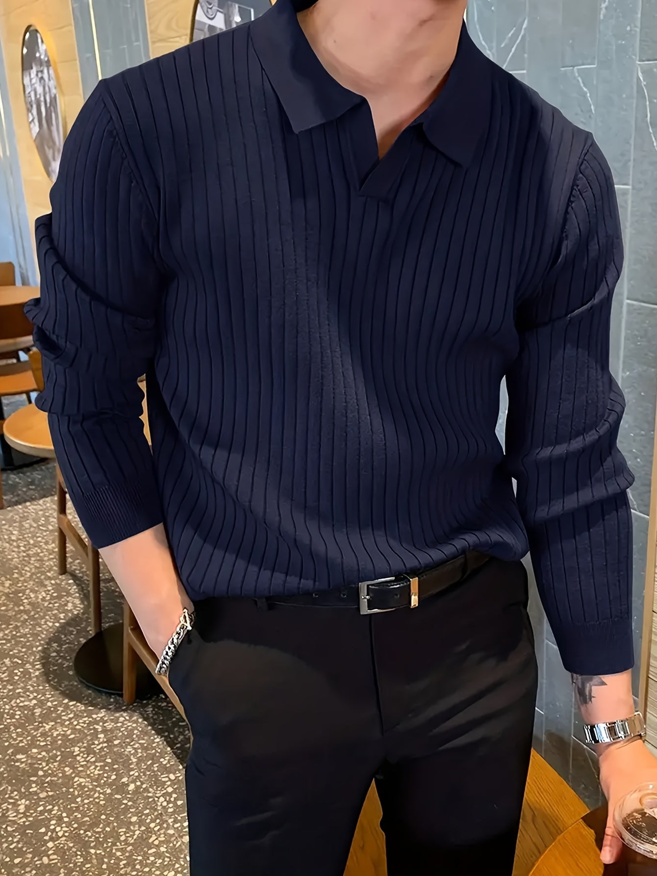 New Cross-border Men's Collar Sweater