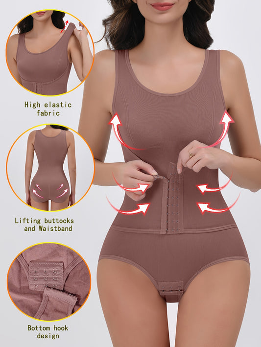 Body sculptant sans couture pour femme, haute élasticité, maintien du ventre et effet rehausse fessier, ceinture intégrée, fermeture avant par boutons, sans coques, soutien très élevé, couleur unie, améliore la posture et le confort, design élégant