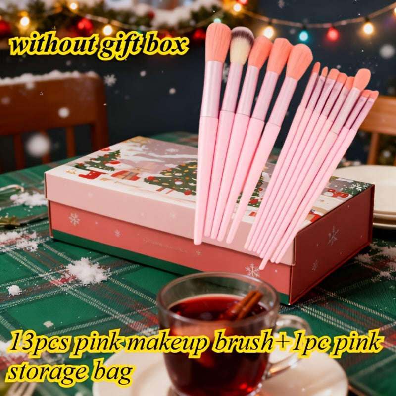 Set 14 Pinceaux Maquillage – Pinceaux Rose & Trousse Incluse