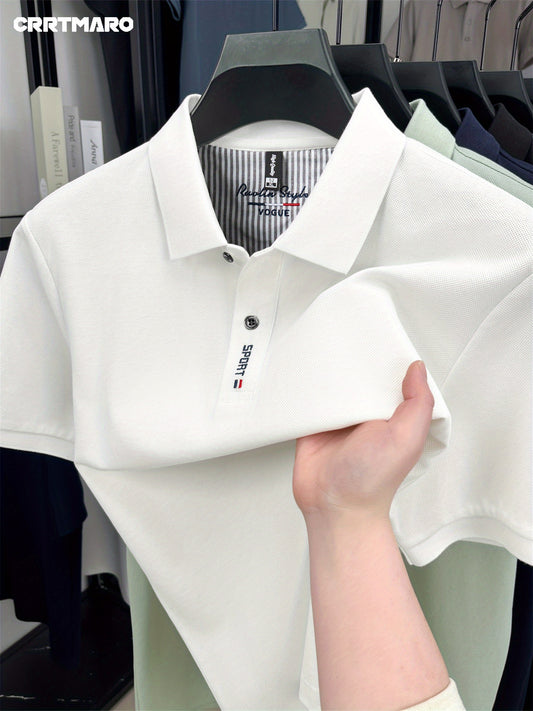 CRRTMARO Men's Mint Green Shirt - 100% Cotton Short Sleeve Summer T-Shirt with White Piping Collar & Logo, Casual Button-Front Placket, Mint Green ( Green) for, Beach, Office - Breathable & Wrinkle-Resistant